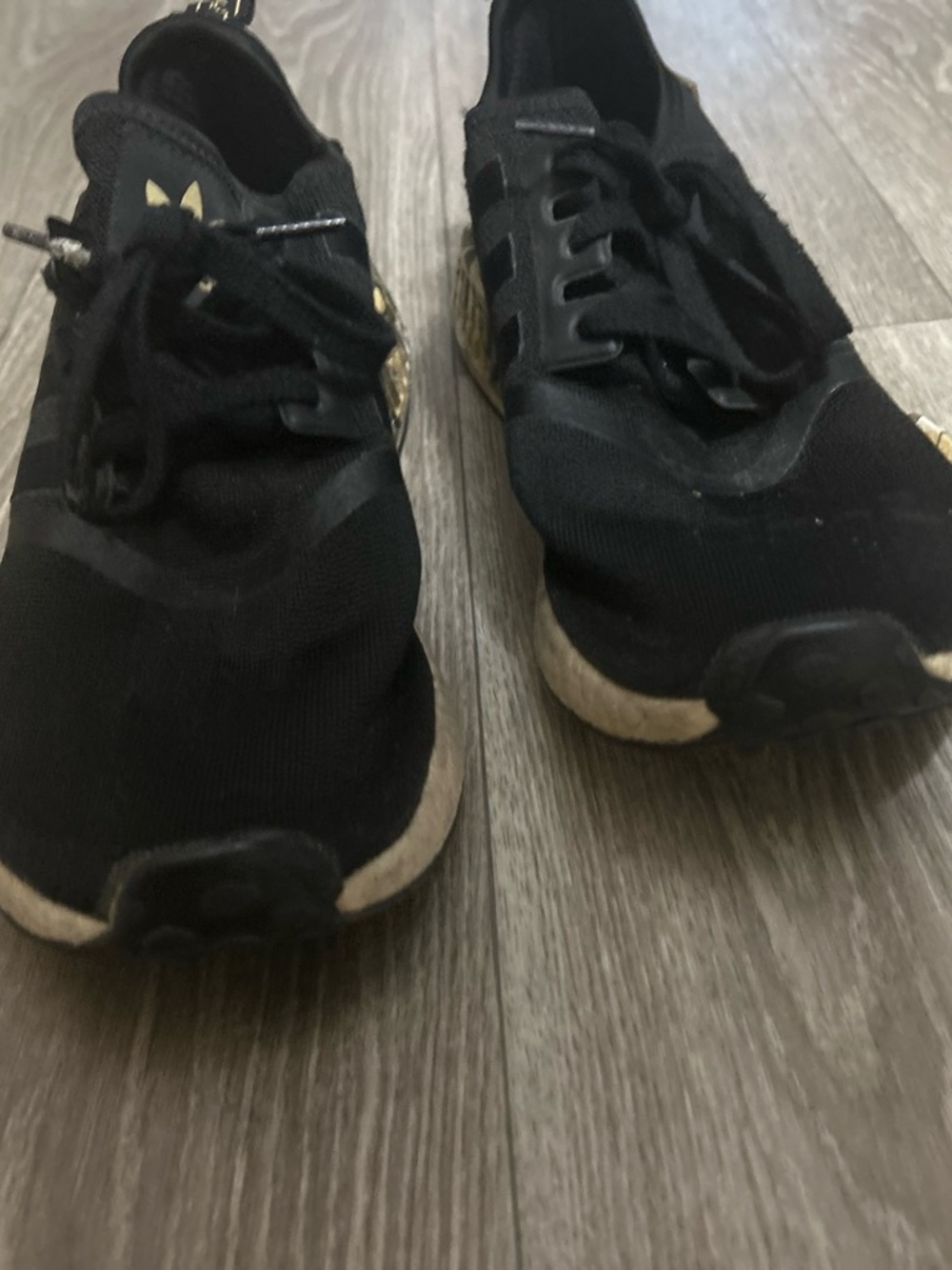 adidas Men Black Sneakers with Gold Accents